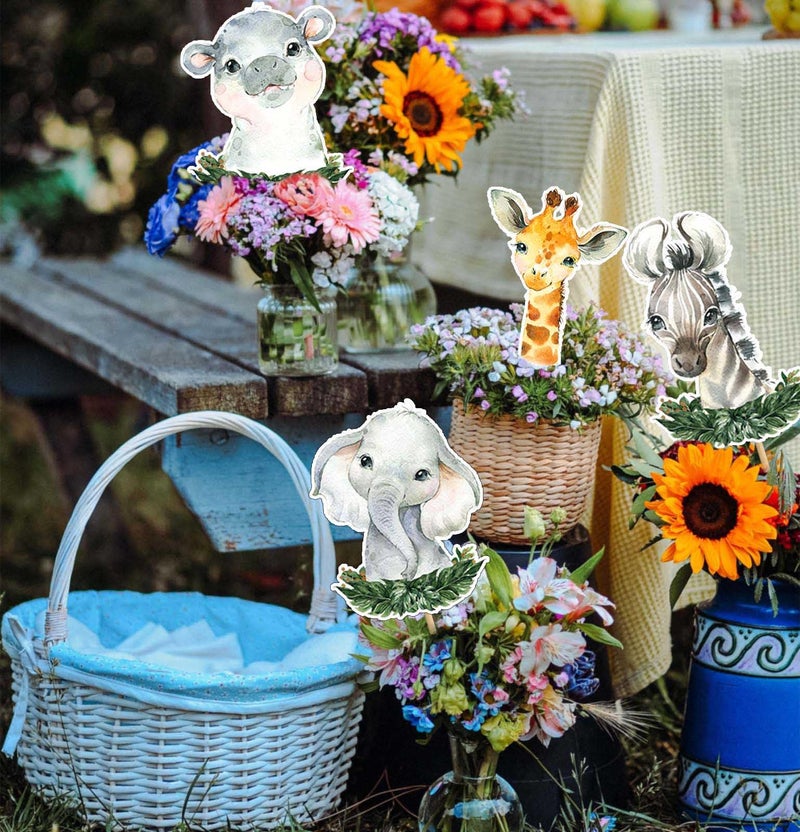 Buerhanerry 24Pcs Safari Centerpiece Sticks, Jungle Animals Baby Shower Party Decorations Table Toppers for Boys Kids, Safari Themed Party Supplies, Wild One Birthday Party Decorations - Image 4